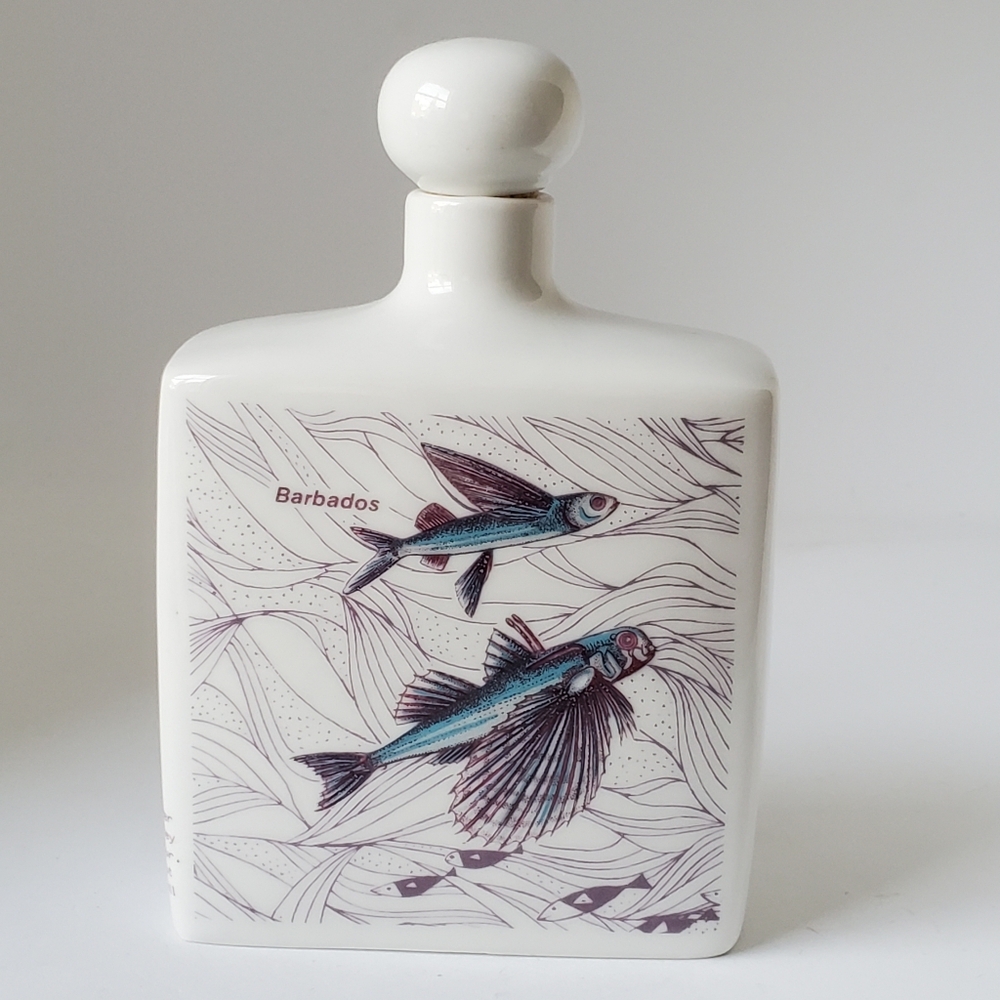 Vintage 1970s Barbados Flying Fish Whisky Decanter Ceramic